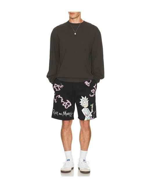 Reason Black Rick And Morty Fleece Shorts for men