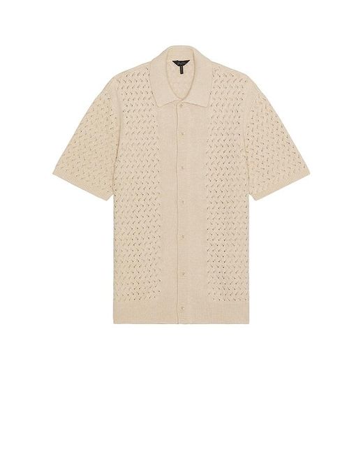 Good Man Brand White Essex Short Sleeve Open Knit Shirt for men
