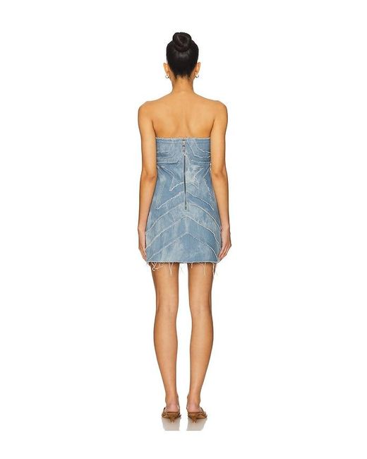 One Teaspoon Blue Denim Star Strapless Tube Dress