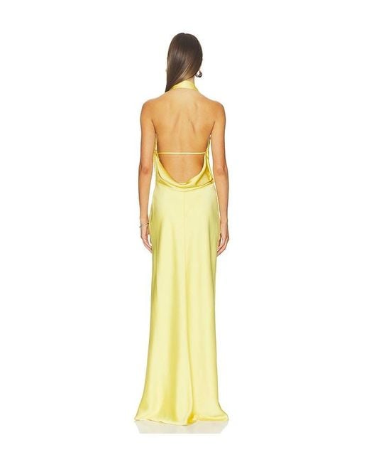 Jonathan Simkhai Yellow Reannon Satin Draped Gown