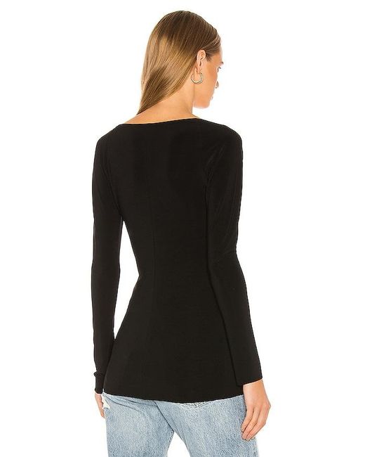 Norma Kamali Black Long Sleeve Sweetheart Blouse