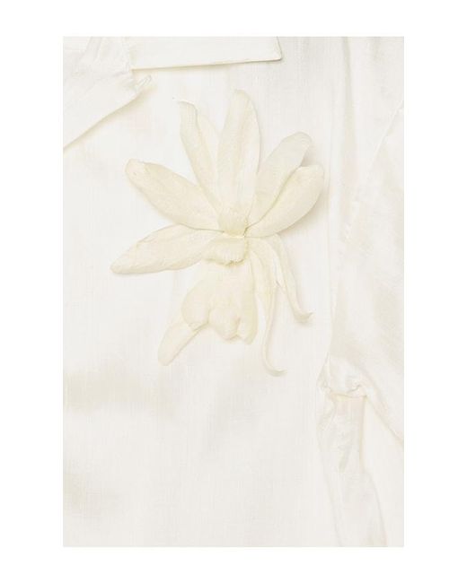 Sanēa Natural Sakorn Orchid Brooch Silk Shirt for men