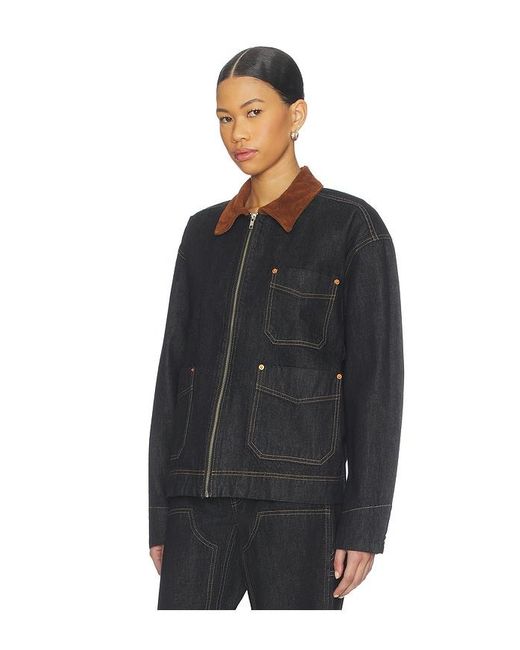 SLVRLAKE Denim Black Casey Square Worker Jacket