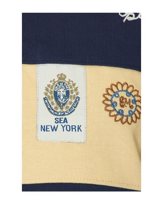 Sea Blue Juliet Embroided Short Sleeve Rugby Top