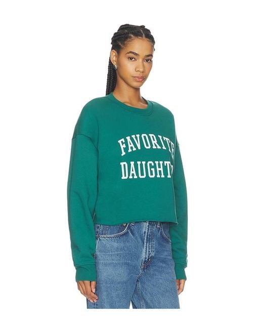 FAVORITE DAUGHTER Green The Cropped Collegiate Sweatshirt