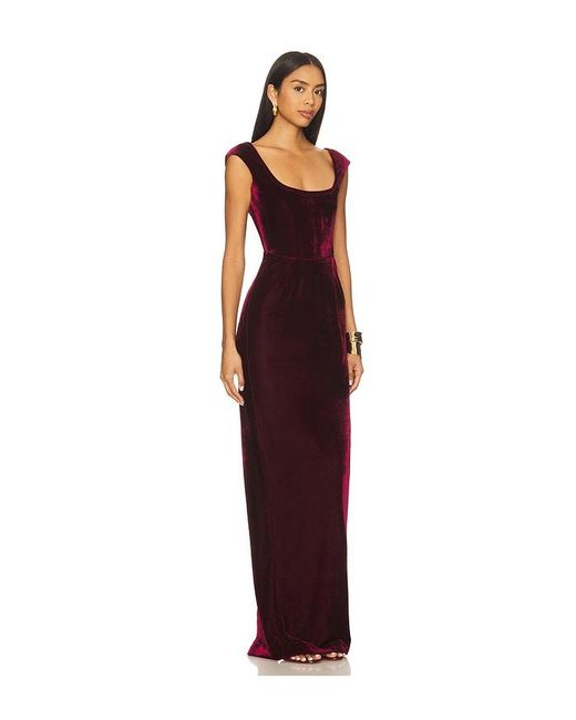 SAU LEE Red Brooke Velvet Gown