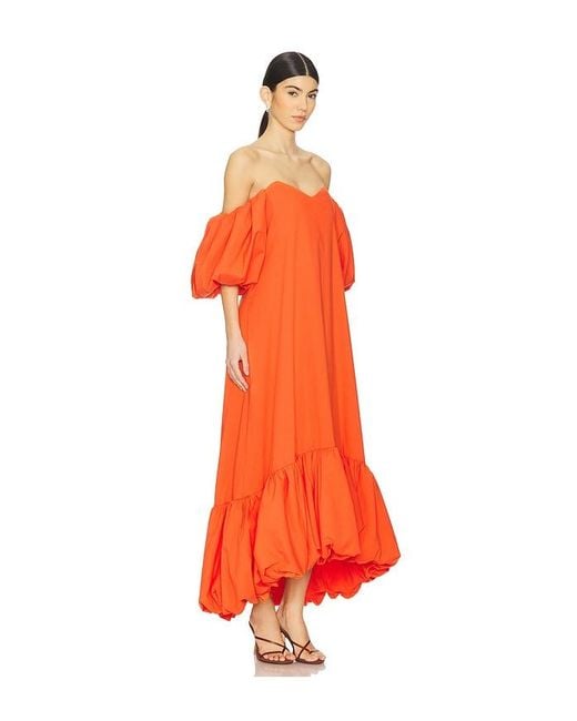 Caroline Constas Orange Midi-Kleid Lucia