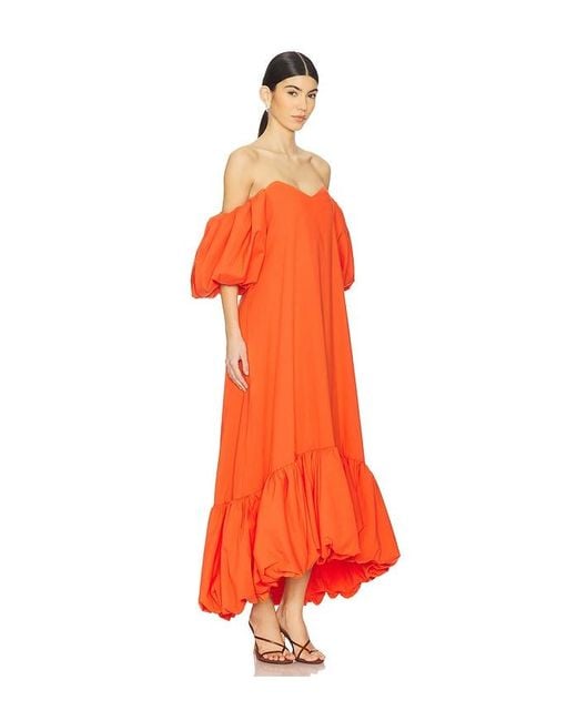 Caroline Constas Orange Lucia Midi Dress