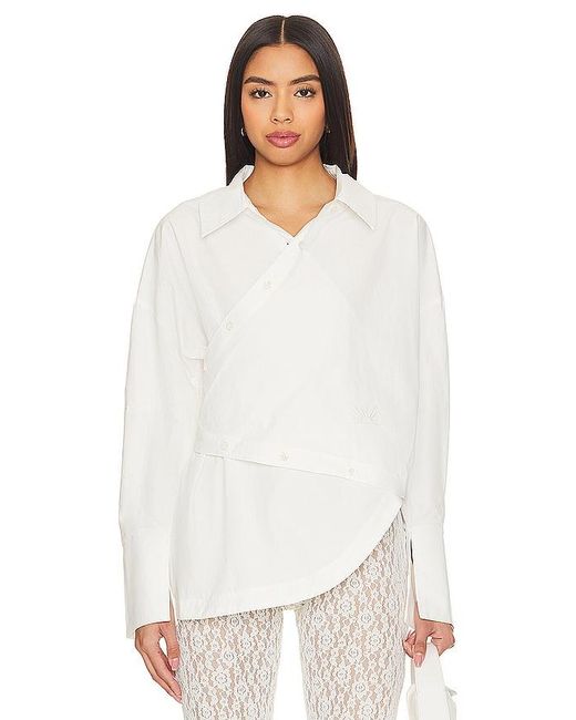 House Of Sunny White Artist's Way Wrap Shirt