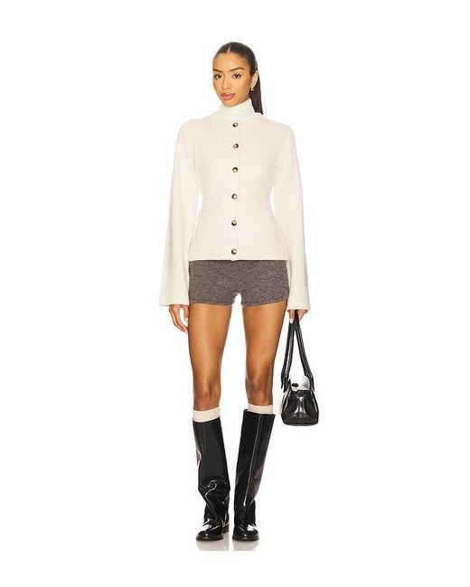 GOOD AMERICAN Natural Button Front Knit Cardigan