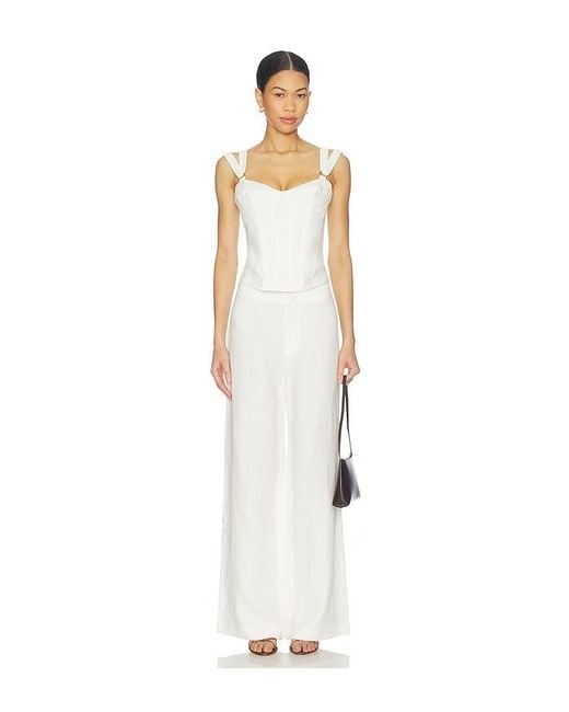 Bardot White Serafina Linen Corset Top