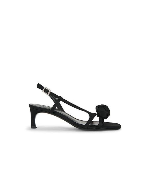 ROTATE BIRGER CHRISTENSEN Black Mid Heel Knot Satin Strappy Sandal