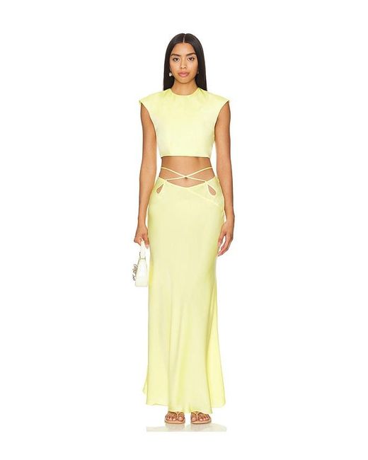 Bardot Yellow Anya Satin Top