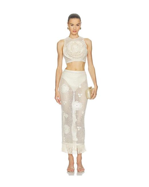 Bronx and Banco White Crochet Mila Crop Top