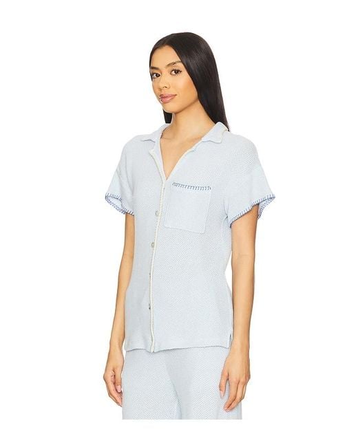 Sundry White Mesh Camp Shirt