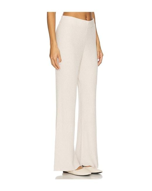 Barefoot Dreams White Cozychic Ultra Lite Lurex Rib Wide Leg Pant