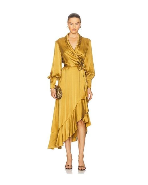 Zimmermann Yellow Midikleid Aus Seide