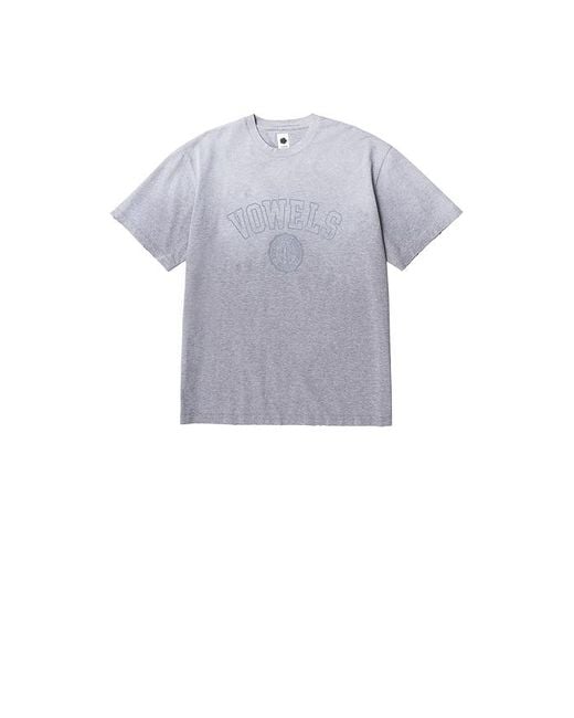 vowels White Faded Collegiate Tee for men