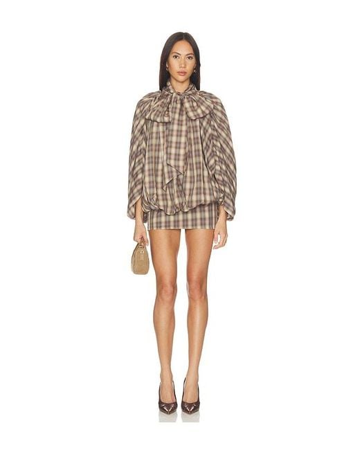 Prabal Gurung Natural Tie-Neck Short Cocoon Mini Dress