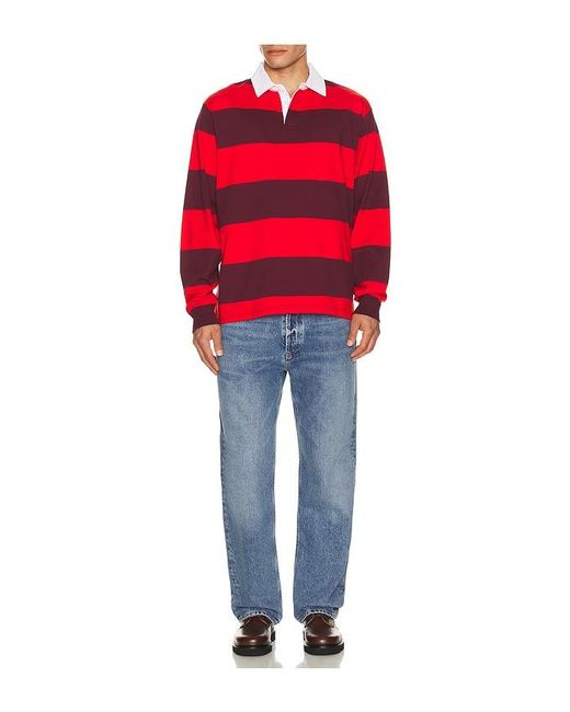 Brixton Red Union Heavy Weight Rugby Polo for men