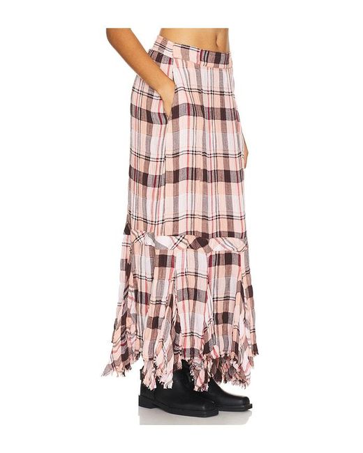 Free People Multicolor Bordeaux Plaid Maxi Skirt