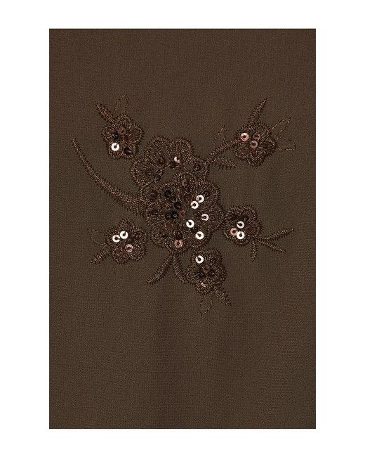 LPA Natural Embroidered Chiffon Maxi Dress