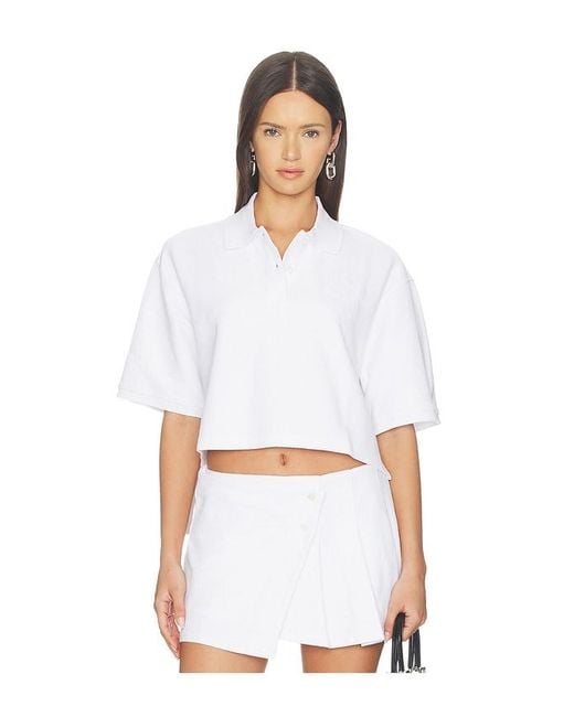 Alexander Wang White Oversized High Low Polo Top