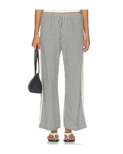 DONNI. Gray The Cotton Gingham Stripe Crop Pant