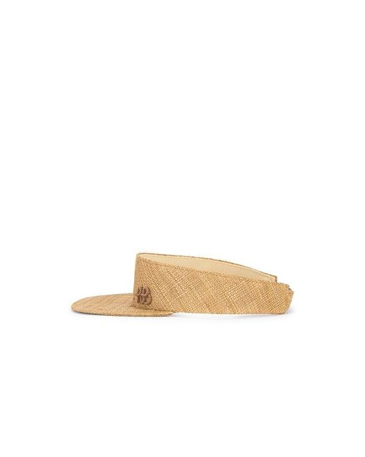 Ruslan Baginskiy Blue Monogram-Embellished Straw Visor