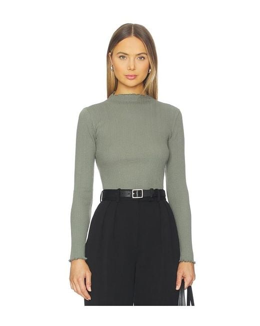 Nation Los Angeles Green Brenna Mock Neck Top