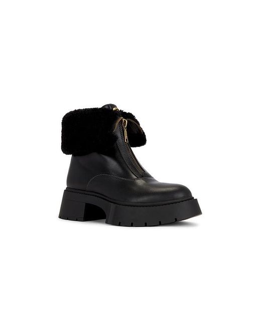 COACH Black Leah Platform Shearling Zip Bootie
