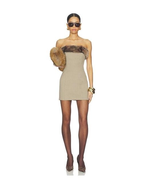 Mimchik Natural Faux Fur Trimmed Gumdrop Dress