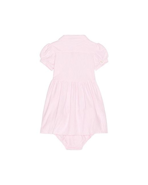 Polo Ralph Lauren Pink Baby Short-Sleeve Striped Oxford Knit Dress