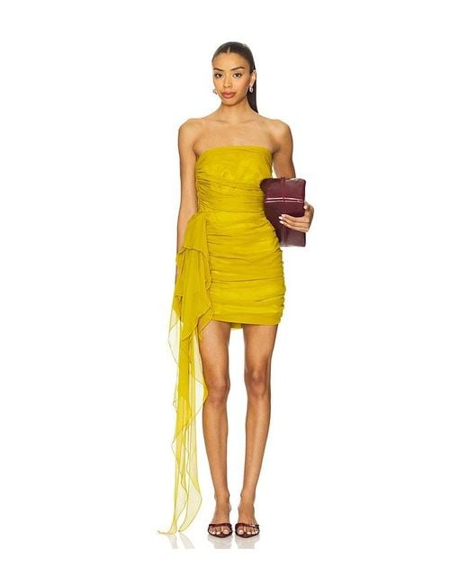The Sei Yellow Strapless Mini Dress With Ruffle