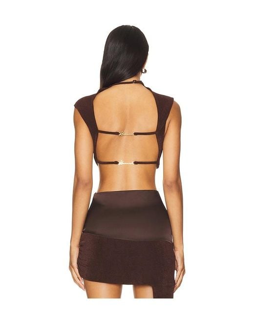 Khanums Brown Backless Cropped Tee