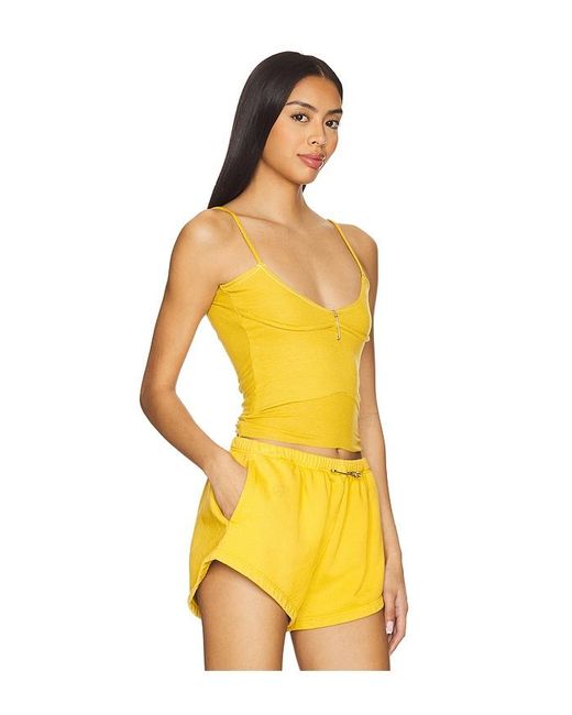 SAMI MIRO VINTAGE Yellow Low Back Double Layer Tank