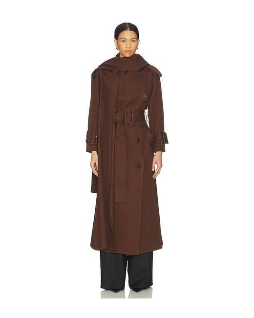 Mimchik Black Hooded Scarf Trench Coat