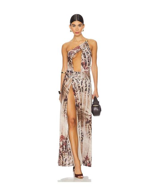 Jaded London White Leopard Maxi Ruffle Dress