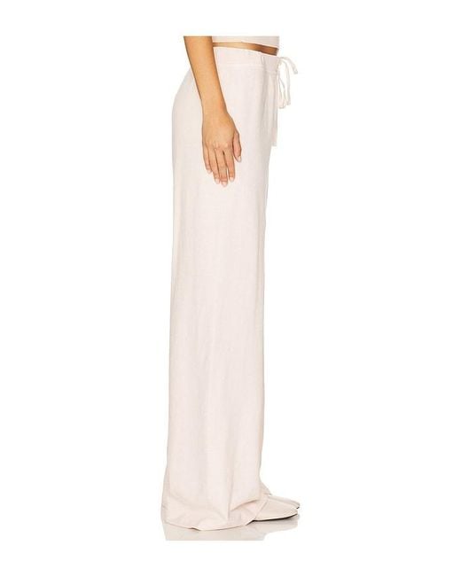 ÉTERNE White Drawstring Lightweight French Terry Wide Leg Sweatpant