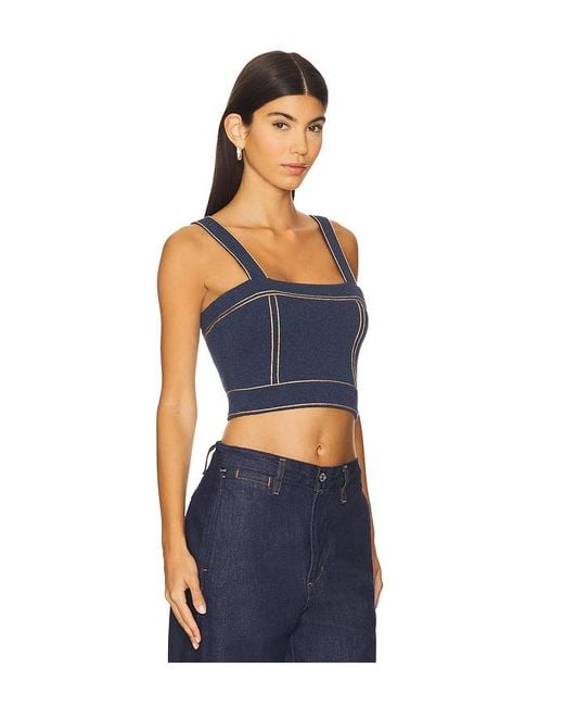 Autumn Cashmere Blue Crop-Tanktop Mit Stickereien