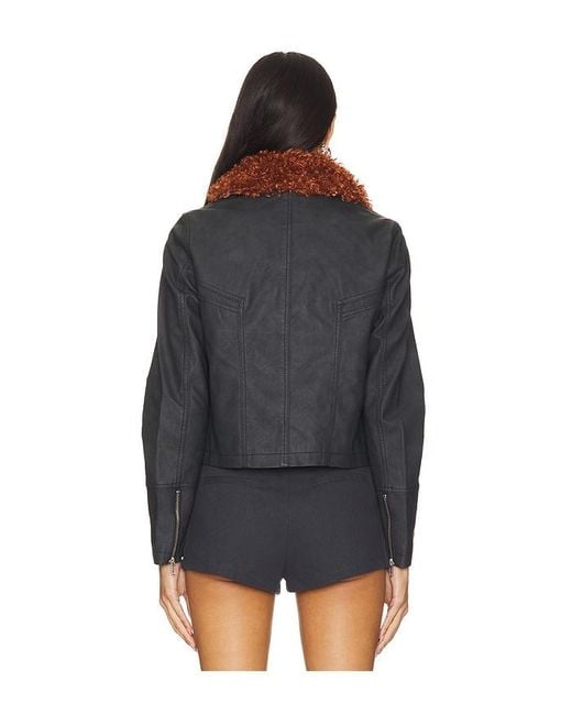 Free People Black X Revolve Jayce Faux Leather Jacket With Faux Fur Trim
