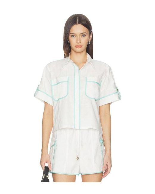 Kulani Kinis White Cropped Button Up Shirt
