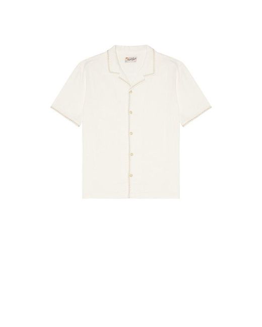 Marine Layer Natural Embroidered Resort Shirt for men