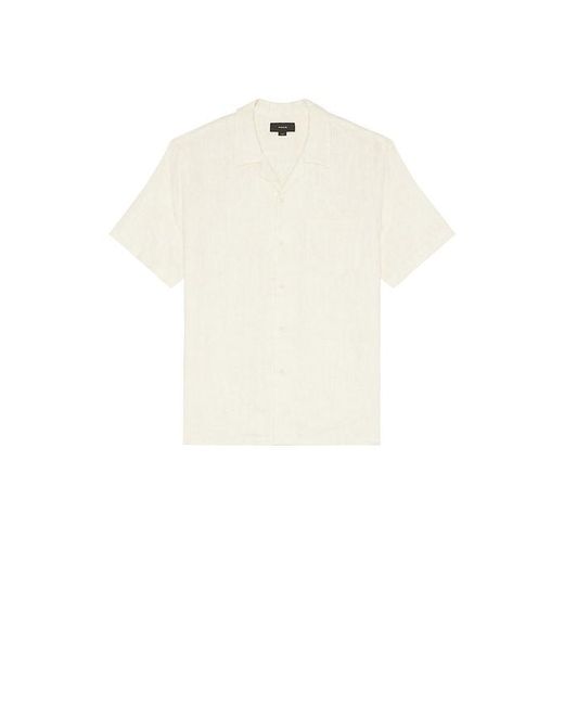 Vince White Embroidered Floral Short Sleeve Cabana Shirt for men