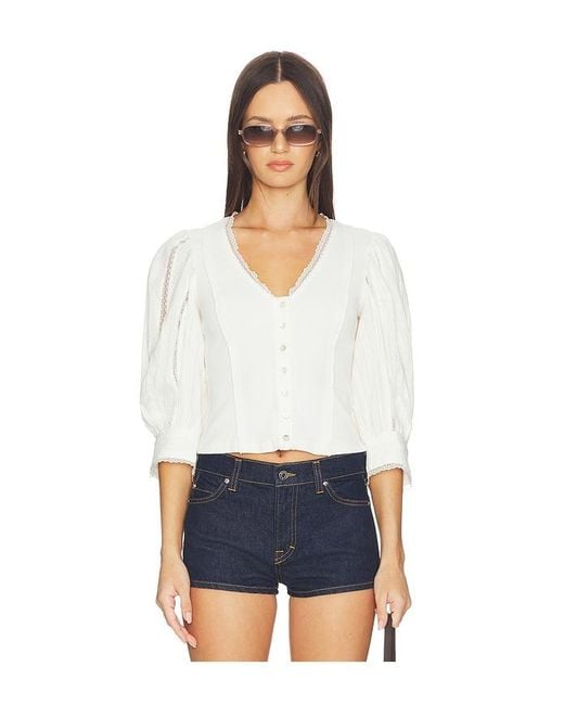 Free People White X Revolve Summer Lace Blouse