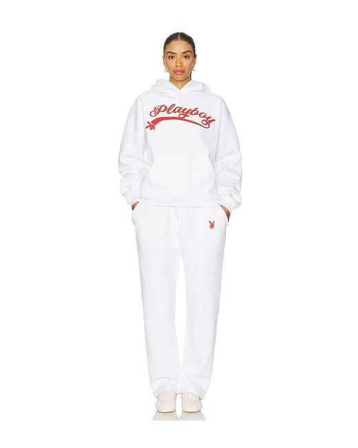 Playboy White Logo Hoodie And Sweatpant Set