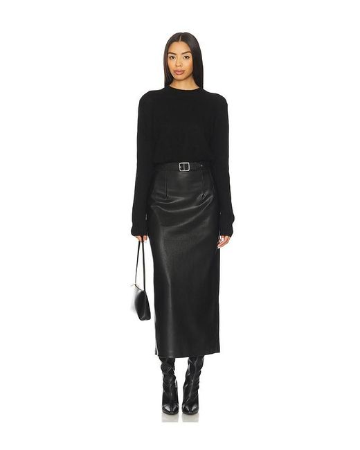 Enza Costa Black Easy Long Sleeve Crew Sweater