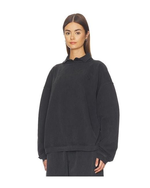Alexander Wang Black Prestyled Slashed Crewneck With Polo Dickie