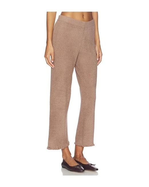 Barefoot Dreams Natural Cozychic Ultra Lite Rib Ruffle Hem Ankle Pant
