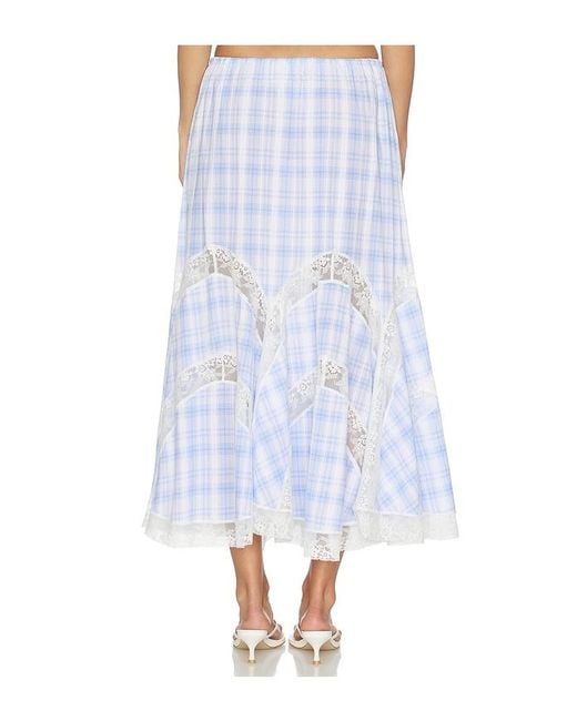 YUHAN WANG White Lace Trim Check Maxi Skirt